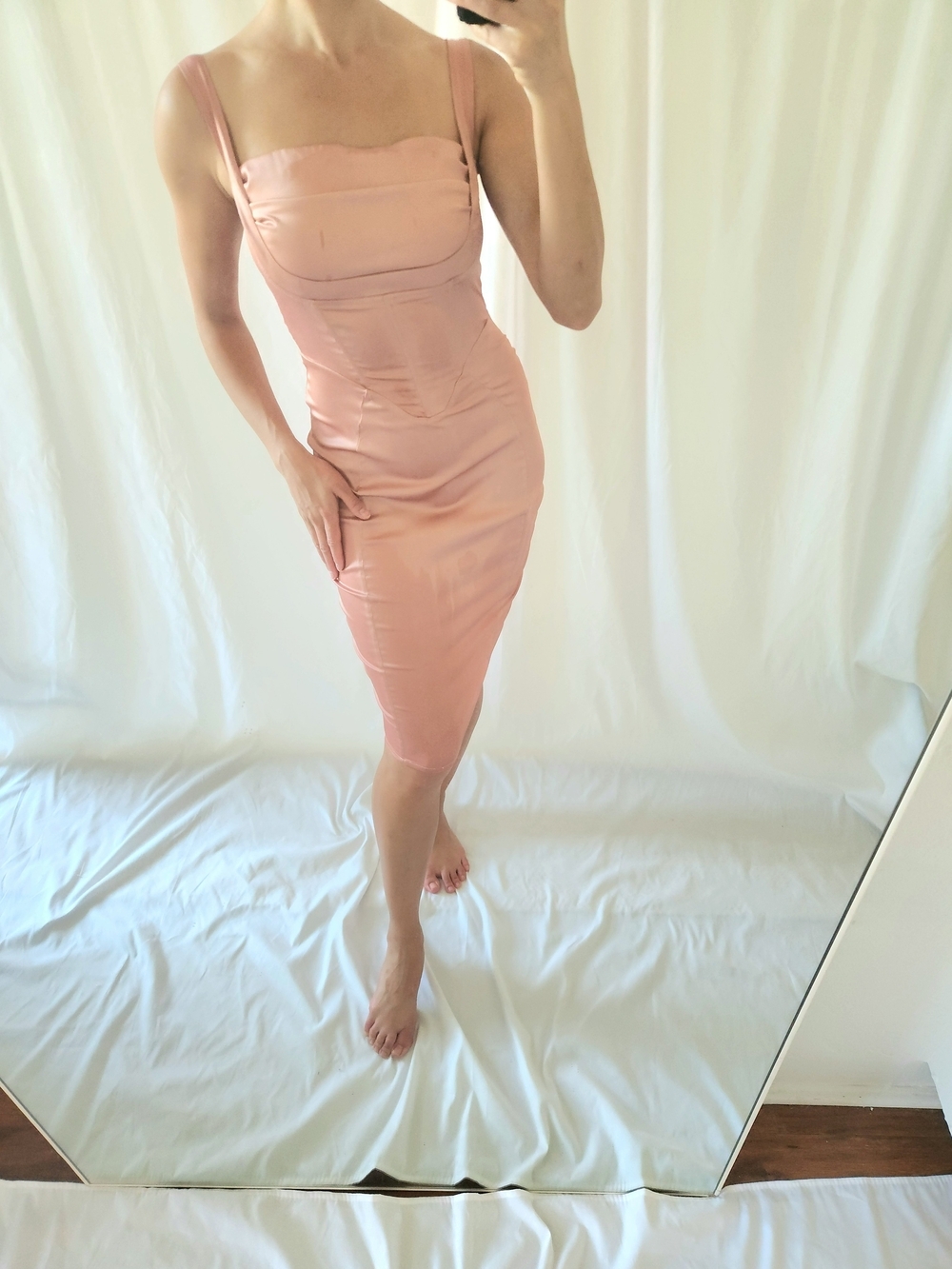 ASOS Rose Pink Fitted Midi Dress